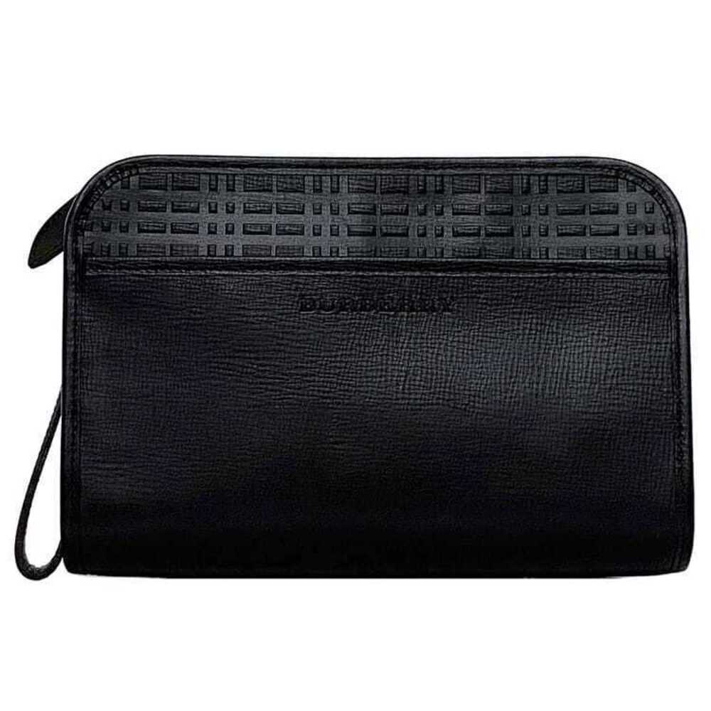 Burberry Shoulder Bag Black Nova Check KM Clutch Leather Strap Zipper - Picture 1 of 10